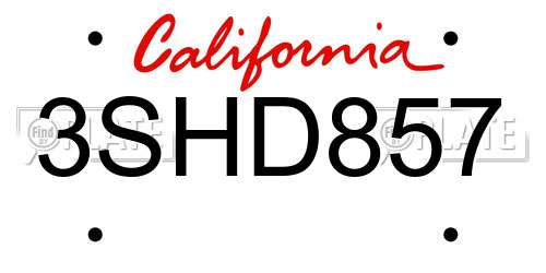 3SHD857 California License Plate