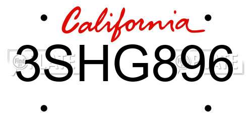 3SHG896 California License Plate