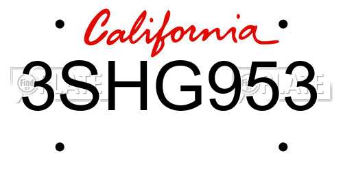 3SHG953 California License Plate