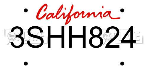 3SHH824 California License Plate