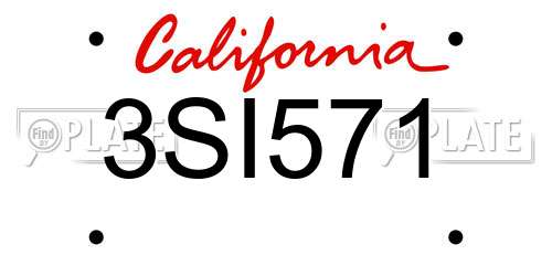 3SI571 California License Plate