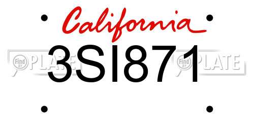 3SI871 California License Plate