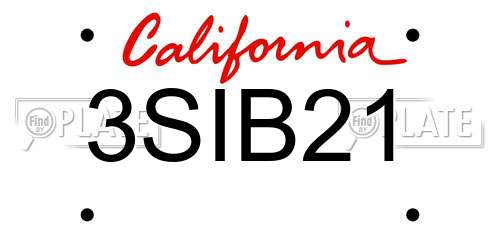 3SIB21 California License Plate