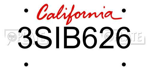 3SIB626 California License Plate