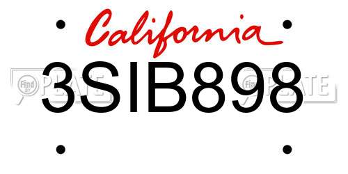 3SIB898 California License Plate