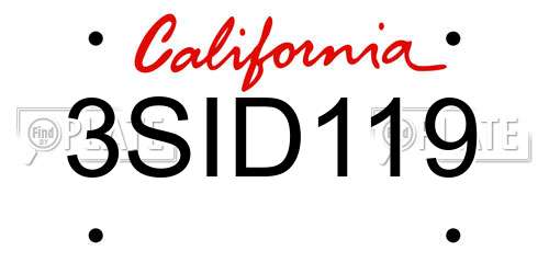 3SID119 California License Plate