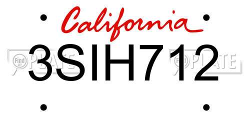 3SIH712 California License Plate