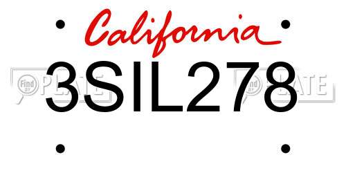 3SIL278 California License Plate