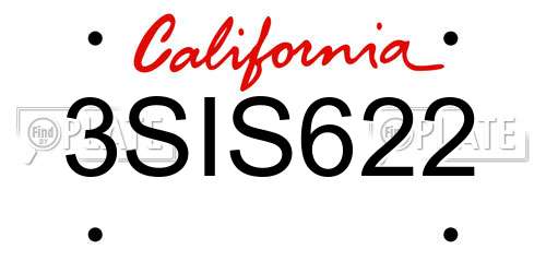 3SIS622 California License Plate