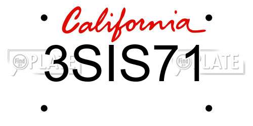 3SIS71 California License Plate