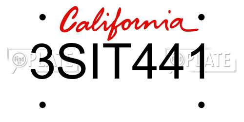 3SIT441 California License Plate