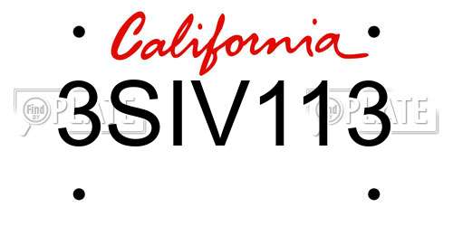 3SIV113 California License Plate