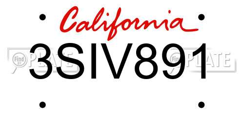 3SIV891 California License Plate