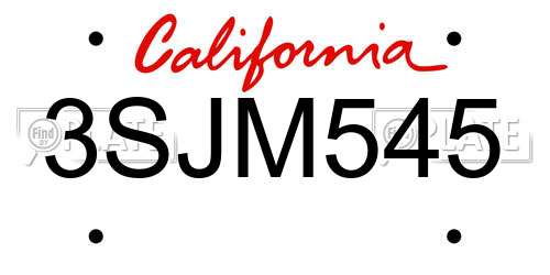 3SJM545 California License Plate