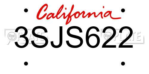 3SJS622 California License Plate