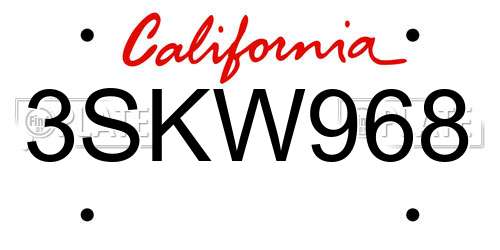 3SKW968 California License Plate