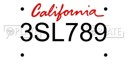 3SL789 California License Plate