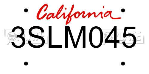 3SLM045 California License Plate