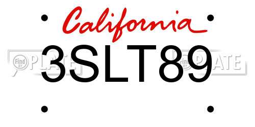 3SLT89 California License Plate