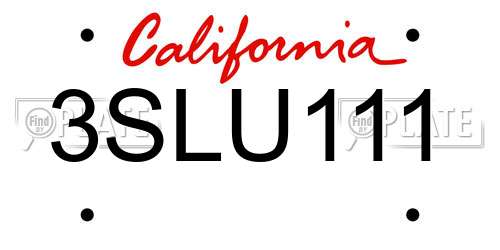 3SLU111 California License Plate