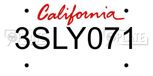 3SLY071 California License Plate