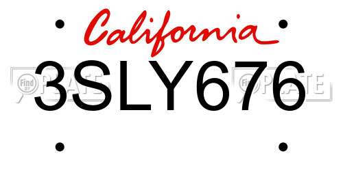 3SLY676 California License Plate