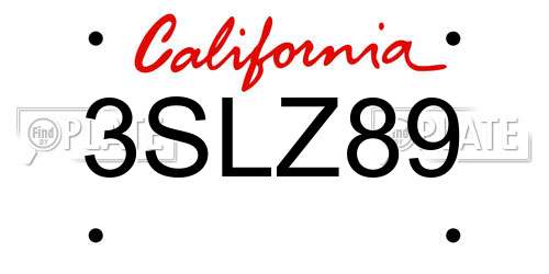 3SLZ89 California License Plate