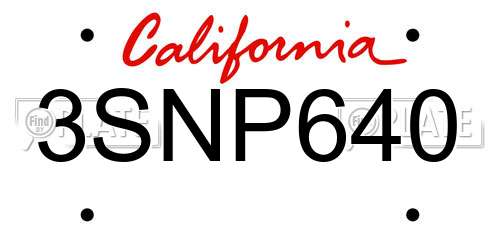 3SNP640 California License Plate
