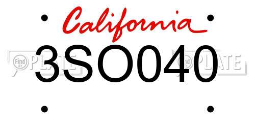 3SO040 California License Plate