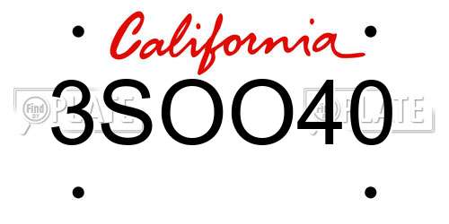 3SOO40 California License Plate