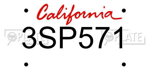 3SP571 California License Plate