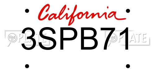 3SPB71 California License Plate