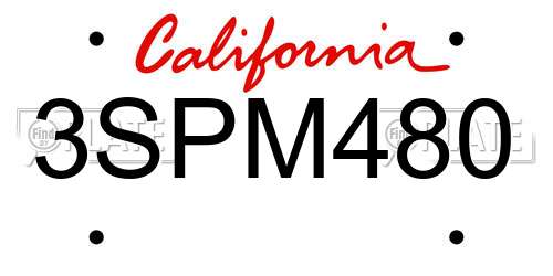 3SPM480 California License Plate