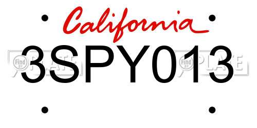 3SPY013 California License Plate