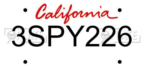 3SPY226 California License Plate
