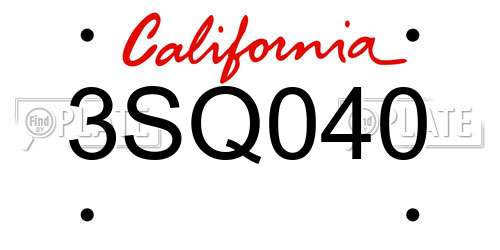 3SQ040 California License Plate