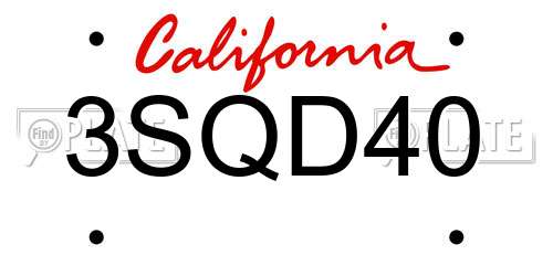 3SQD40 California License Plate
