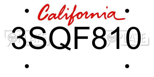 3SQF810 California License Plate