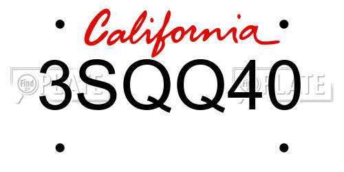 3SQQ40 California License Plate