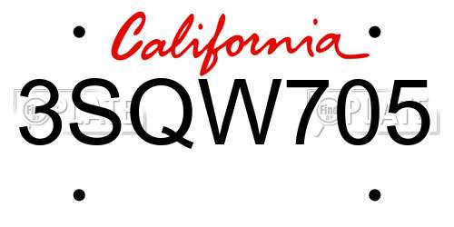 3SQW705 California License Plate