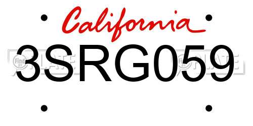 3SRG059 California License Plate