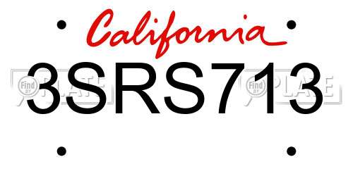 3SRS713 California License Plate