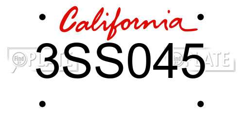 3SS045 California License Plate