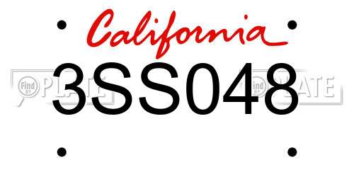3SS048 California License Plate