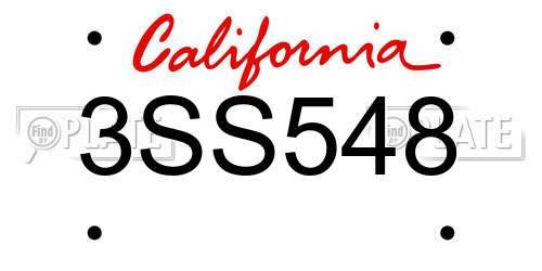 3SS548 California License Plate