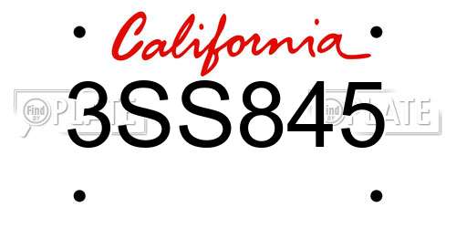 3SS845 California License Plate