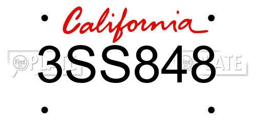 3SS848 California License Plate