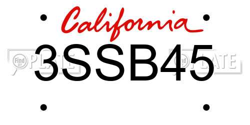 3SSB45 California License Plate