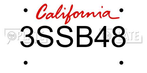 3SSB48 California License Plate