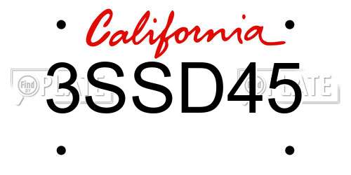 3SSD45 California License Plate